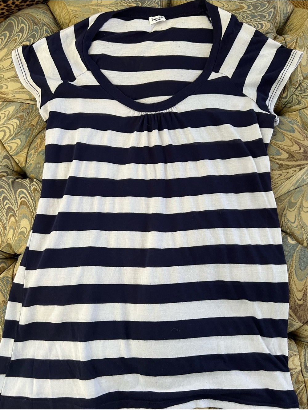 Splendid Striped Navy and White Scoop Neck Top Size M